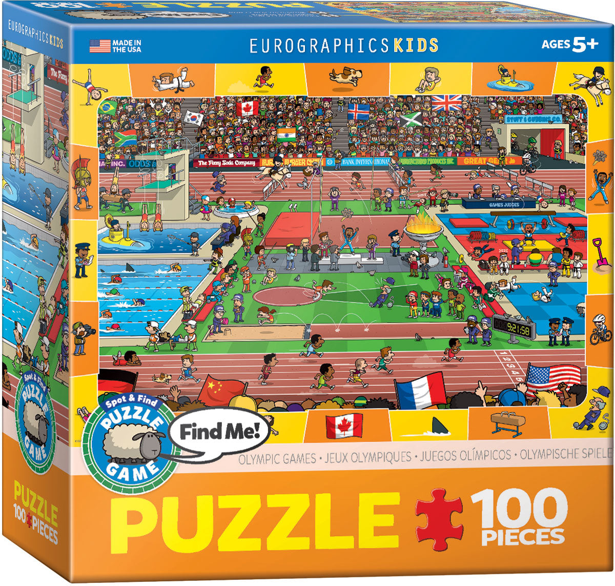 Kids Spot & Find Olympics Eurographics 100 piece Jigsaw Puzzle Toronto Darts & Games