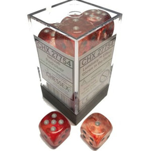 Nebula Dice - D6 16mm Red/Silver Luminary