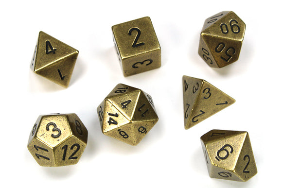 Metal Dice: 7pc Old Brass