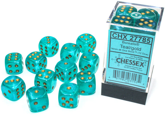 BOREALIS 12D6 TEAL/GOLD 16MM LUMINARY