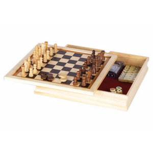 6-in-1 GAME- 11" in WOOD CASE