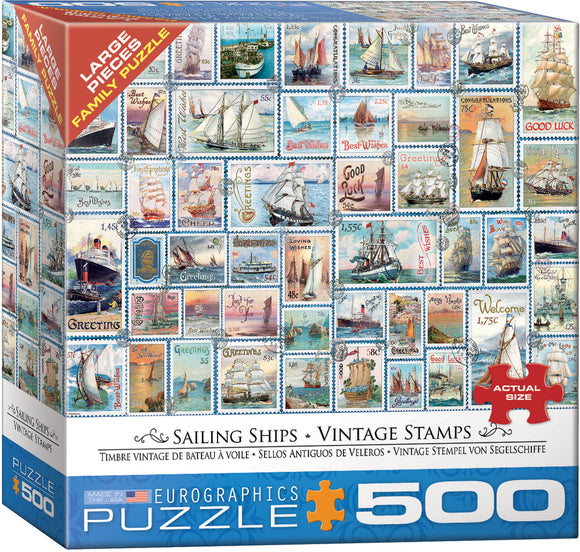 Eurographics - Sailing Ships Vintage Stamps - 500 piece Jigsaw Puzzle