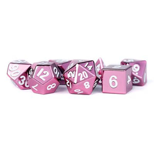 Metal Dice: 7pc 16mm Pink