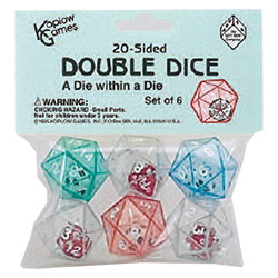 D20 DOUBLE DICE 6pc ASSORTMENT