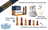 French Staunton Wood Chess Pieces, 2.5 inch King