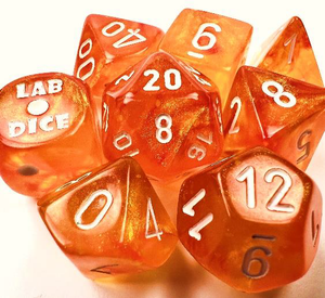 Chessex Lab Dice 7 pcs Blood Orange/White w Bonus Die