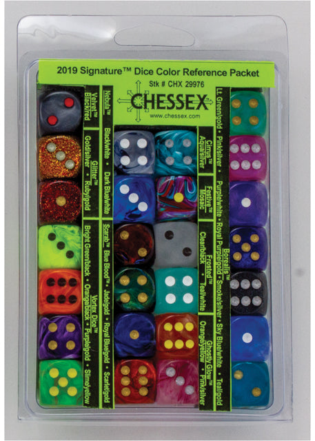 Chessex Signature Sampler Dice Colour Reference Packet