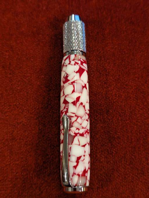 Hand Crafted White/Red Chalk Holder