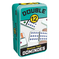 DOMINOES - MEXICAN TRAIN - DOUBLE 12 - COLOR - TIN
