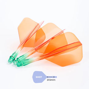Caliburn SUP Flights - Moulded Flight & Shaft - Standard No6 - Two Tone Short Green and Orange