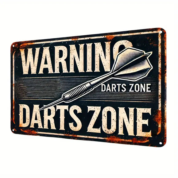 Metal Dart Sign - Warning Darts Zone