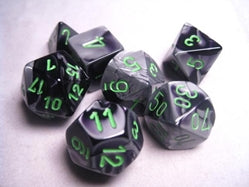 Chessex Polyhedral 7-Die Set: Gemini: Black Grey/Green