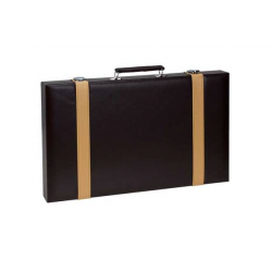 18" Brown/Tan Leatherette Backgammon Set