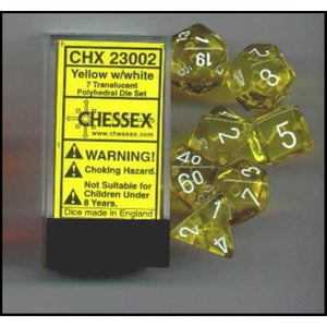 7 Die Set Translucent Yellow/White - Chessex