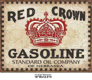 Red Crown Gasoline Vintage Style Tin Sign