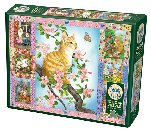 Cobble Hill - Blossoms and Kittens Quilt - 1,000 piece Jigsaw Puzzle