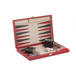 Backgammon - 15" Red Leatherette Ext.