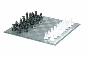 Black & White Frosted Mirror Chess Set