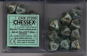Green/Dark Green Polyhedral Dice 10 Piece Set - Chessex
