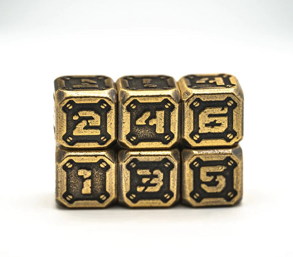 6 D6 Set With Case: Industrial Battleworn Gold