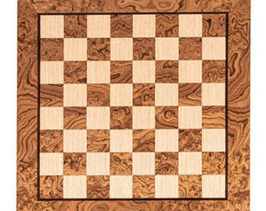 Brown Ash Burl and Maple Chess Board