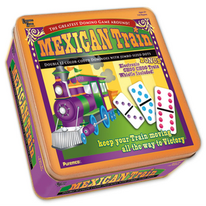 MEXICAN TRAIN - DOUBLE 12 - COLOR DOT - DOMINOES - W/TIN