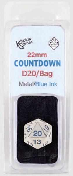 DICE 22mm Countdown D20 Metal Blue W / Bag