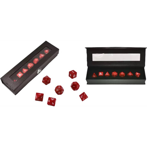 Heavy Metal Dice: 7 RPG Dice Set Red and White Dungeons & Dragons