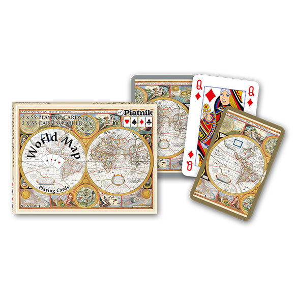 Piatnik-World Map 2 Pack of Playing Cards